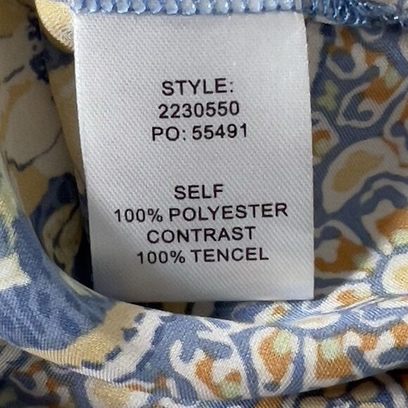 Current Air Split Neck Top Blouse Sz XL Floral Flutter Sleeve Boho Airy Peasant - Picture 7 of 10